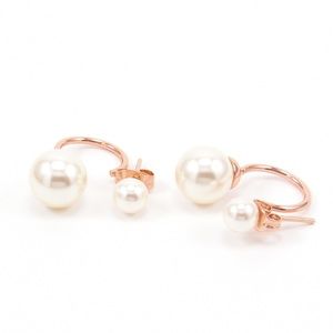 Pearl Ear Jacket Earrings Rose Gold Dangle Drop